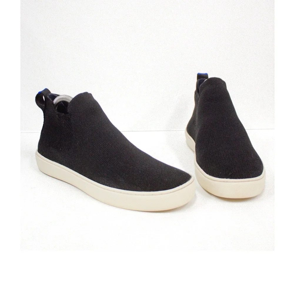 Rothy's The Chelsea Boot Size 8.5 Pull On Casual Sneaker Knit Black Stretch